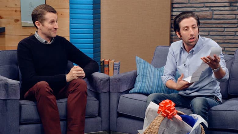 Simon Helberg wears a Sky Blue Button Down and Jeans
